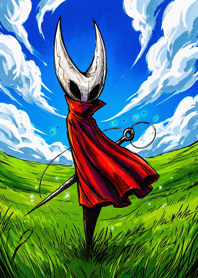 Hornet from Hollow Knight in Meadow