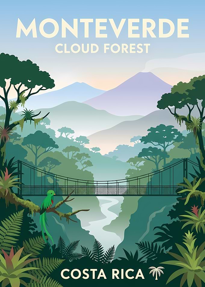 Monteverde Cloud Forest Travel Poster