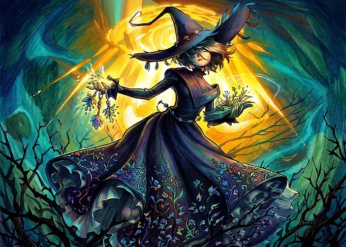 Enchanting Witch Casting Magical Spells