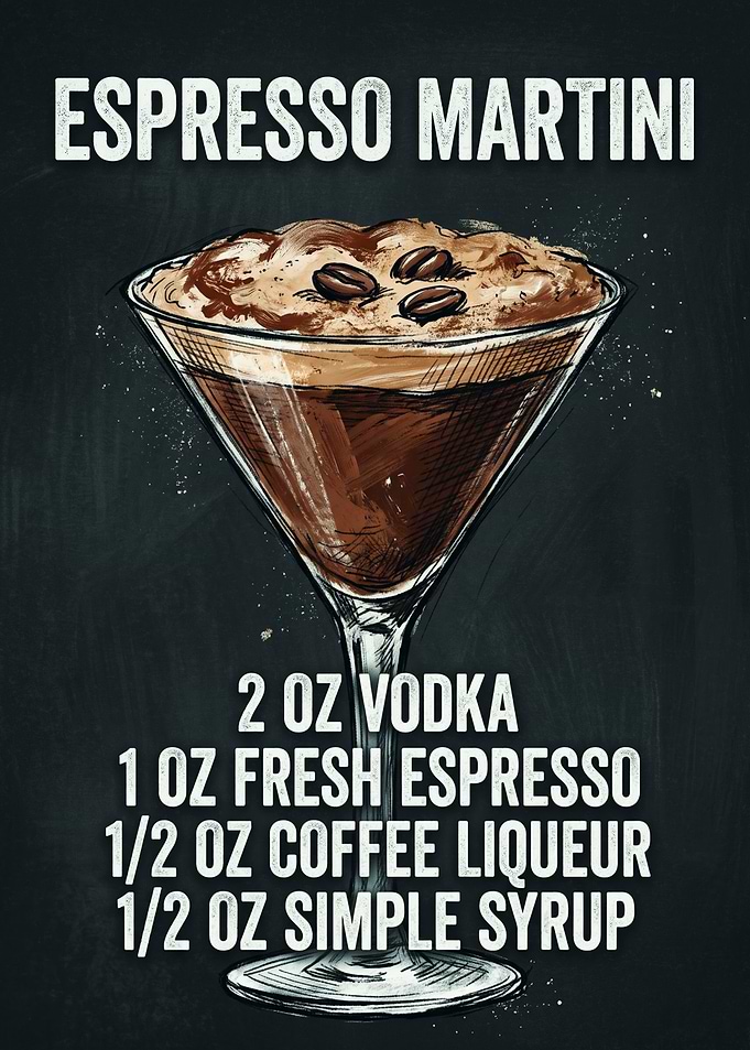 Espresso Martini Cocktail Recipe Poster