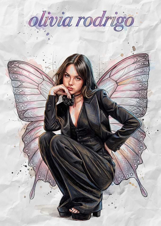 Olivia Rodrigo Butterfly Portrait Art