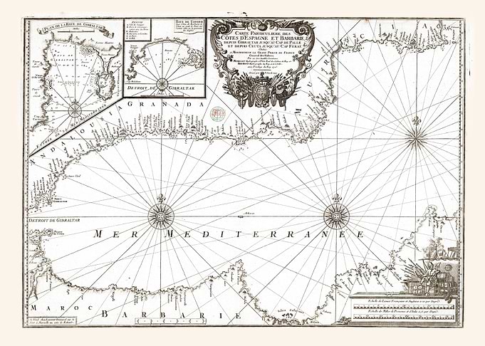 Antique Map of the Strait of Gibraltar