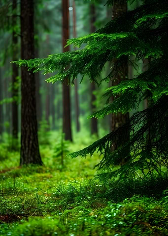 Lush Green Forest After Rain