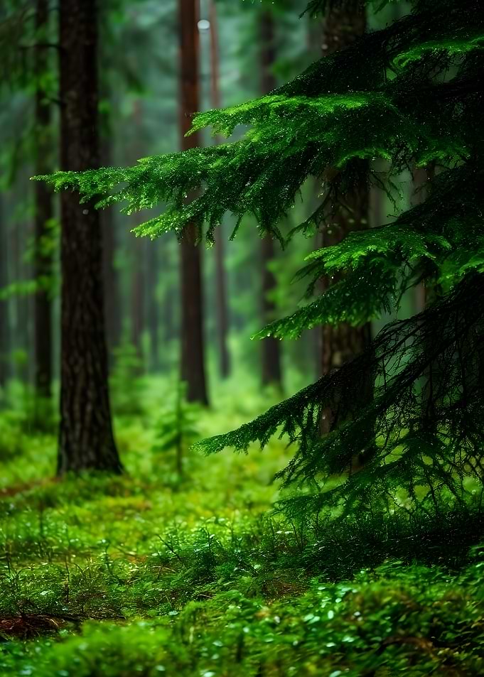 Lush Green Forest After Rain