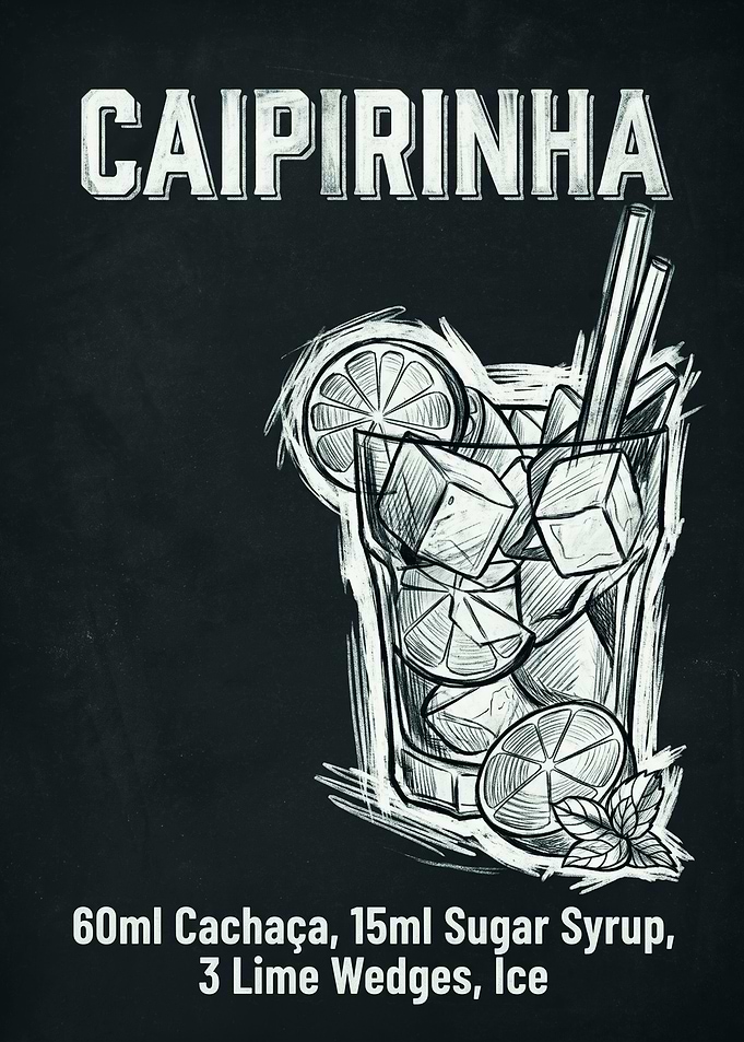 Caipirinha Cocktail Chalkboard Recipe Art
