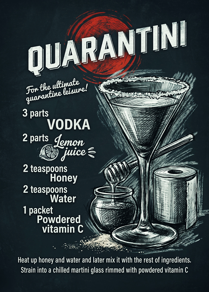 Quarantini Cocktail Recipe Chalkboard Art