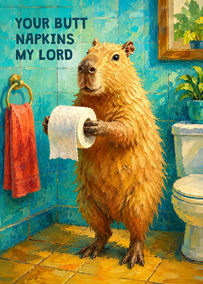 Capybara Holding Toilet Paper