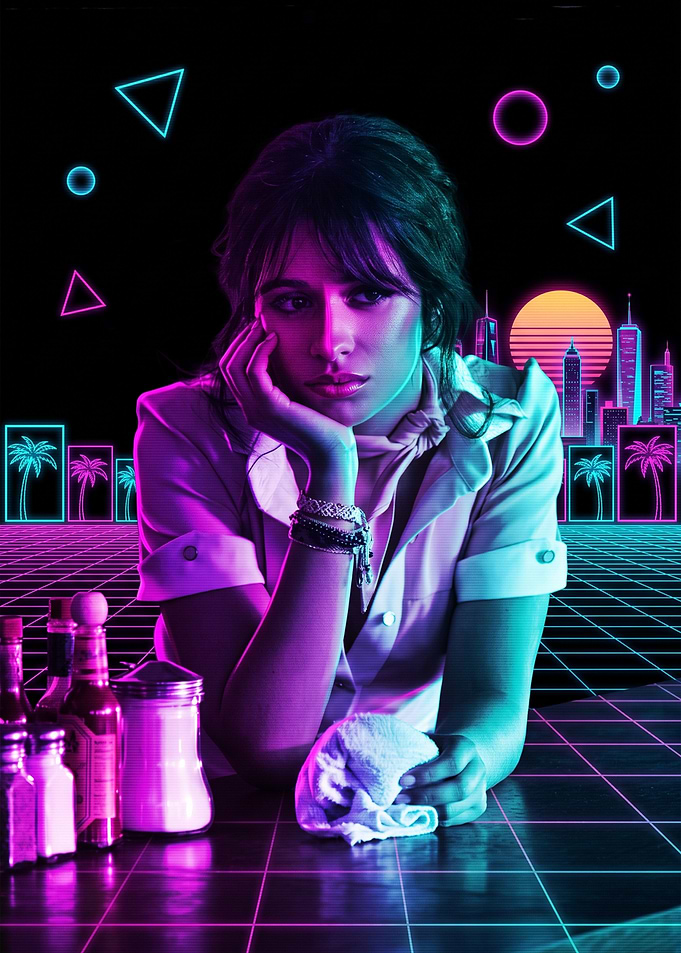 Camila Cabello Synthwave Diner Portrait