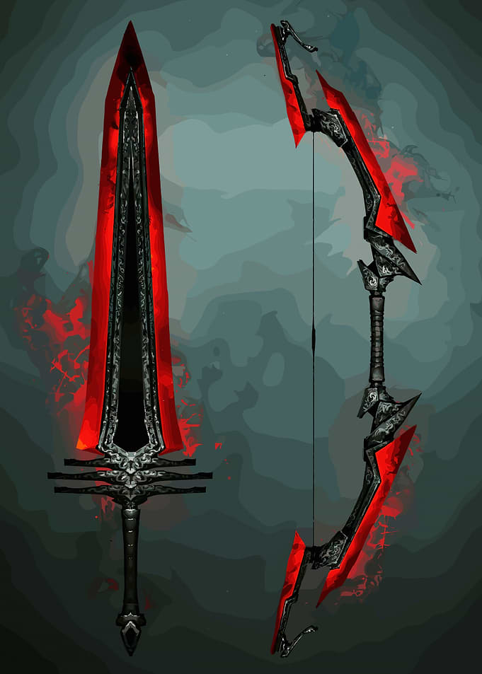 Fantasy Red and Black Weapon Set