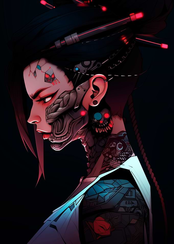 Cyberpunk Cyborg Woman Portrait