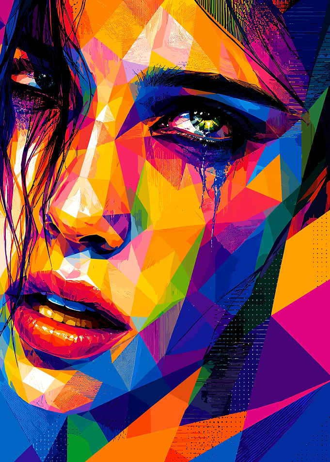 Colorful Geometric Portrait of a Woman