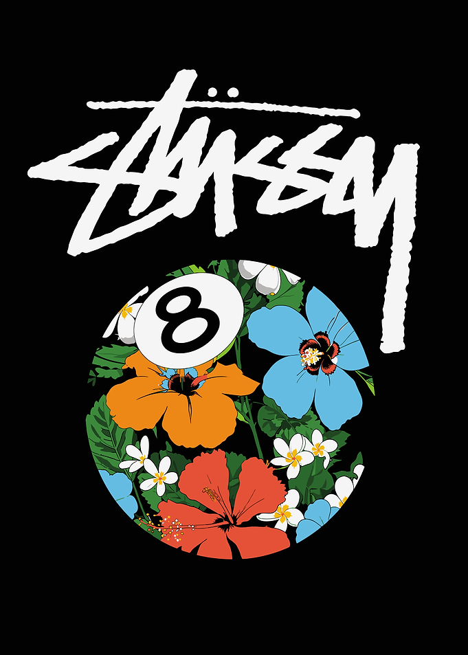 Stussy 8-Ball Floral Graphic Design