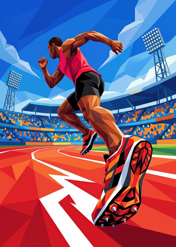 Low Poly Sprinter on Track