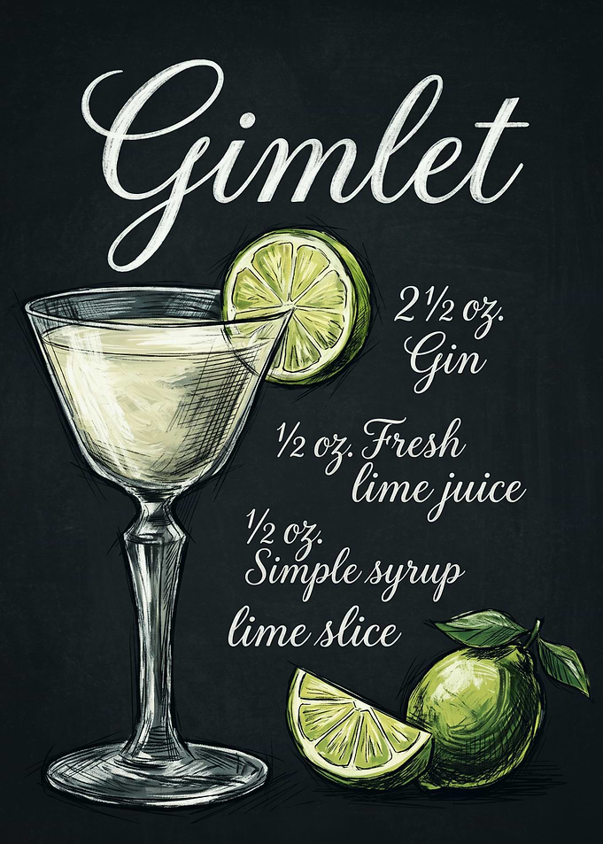 Gimlet Cocktail Recipe Chalkboard Art