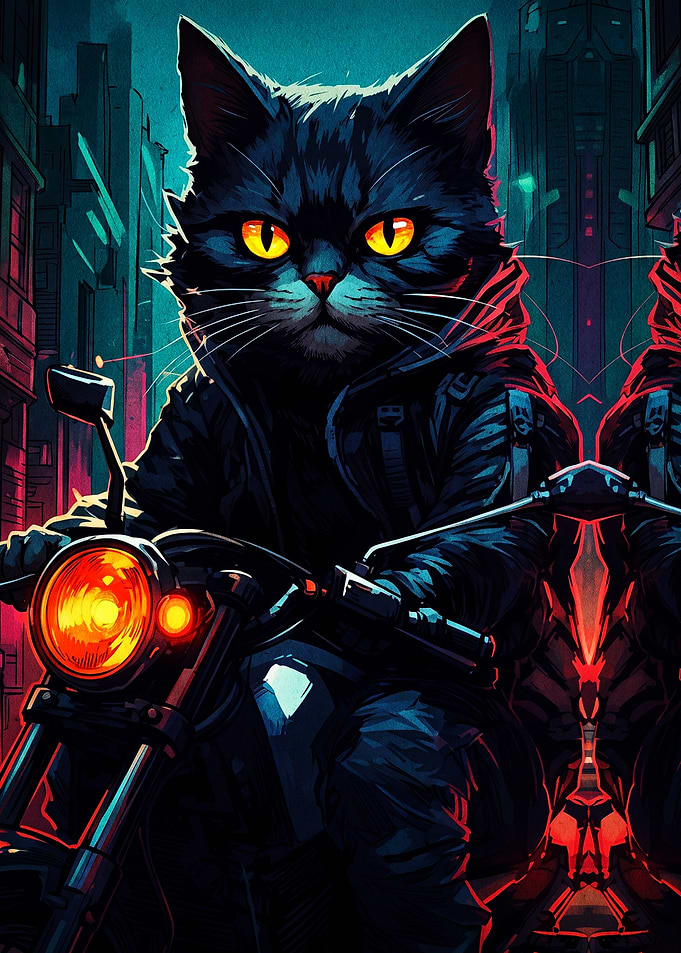 Cyberpunk Biker Cat