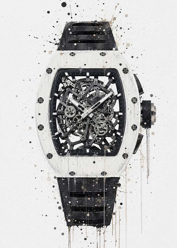 Watercolor Skeleton Watch Art