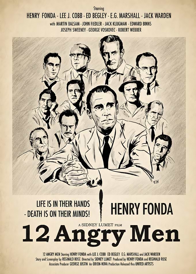 12 Angry Men Vintage Movie Poster
