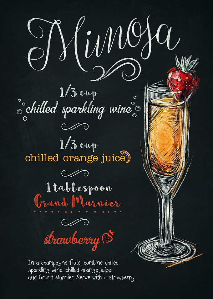 Mimosa Cocktail Recipe Chalkboard Art