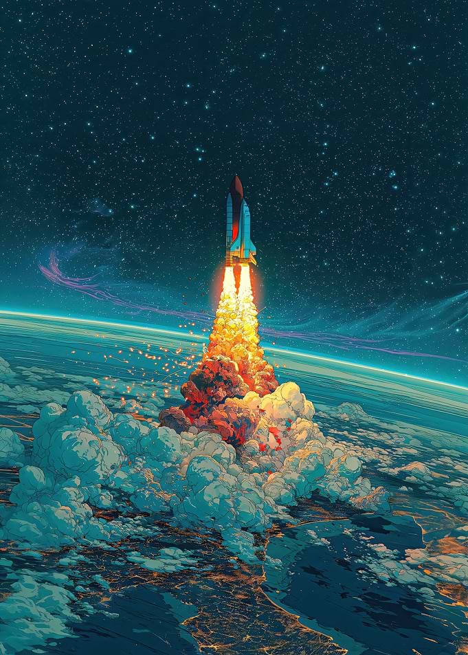 Space Shuttle Launching into Orbit