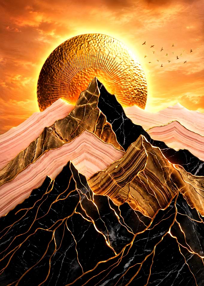 Golden Sun Over Marble Mountains