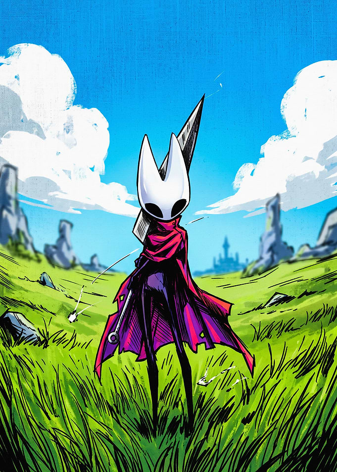 Hornet from Hollow Knight in Meadow