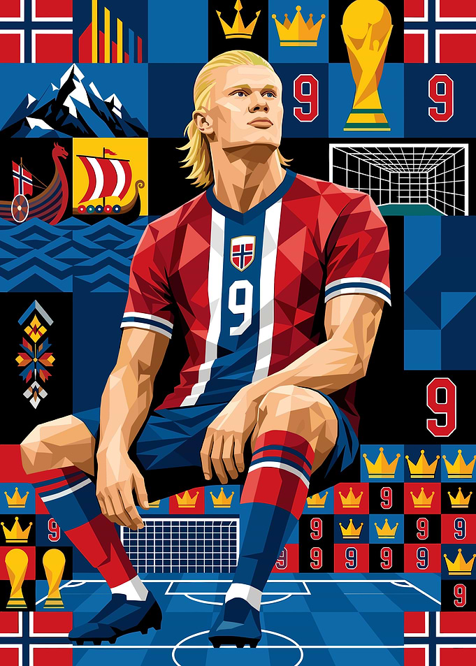 Erling Haaland Norway Soccer Poster