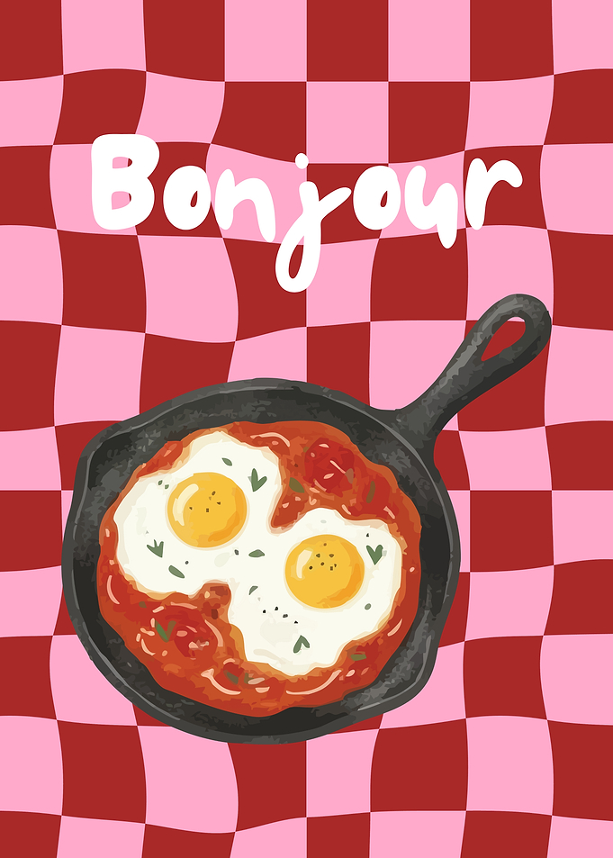 Bonjour Breakfast Illustration