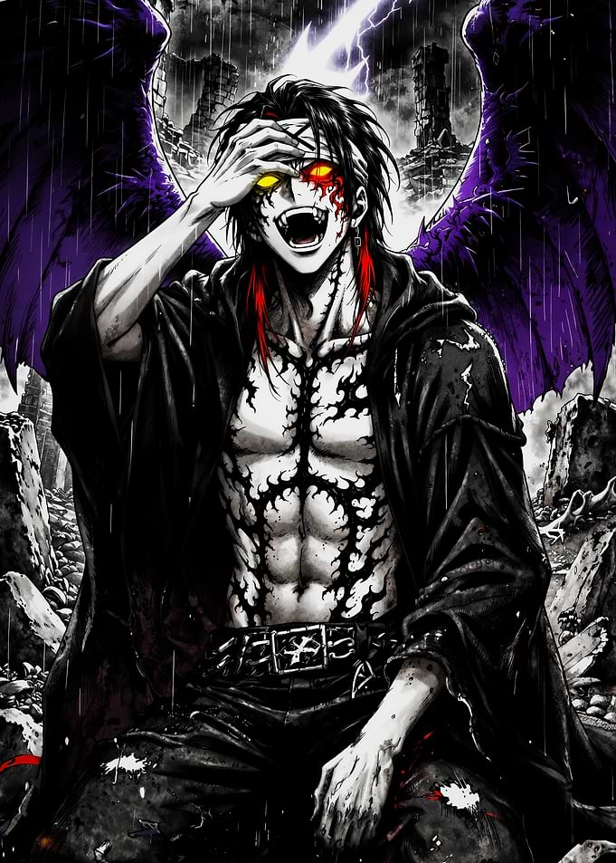Dark Anime Fallen Angel Warrior