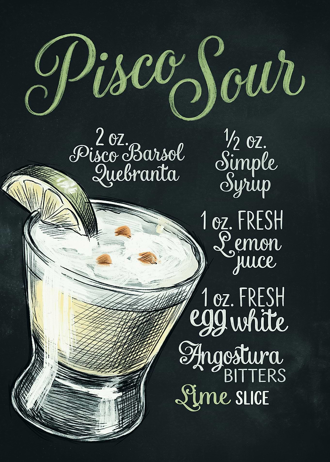 Pisco Sour Cocktail Recipe Poster