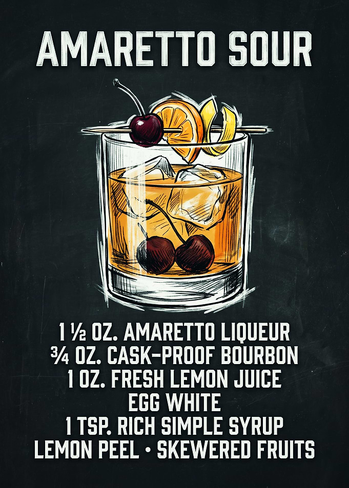 Amaretto Sour Cocktail Recipe Poster