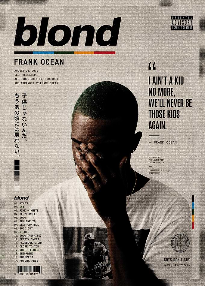 Frank Ocean Blond Album Poster