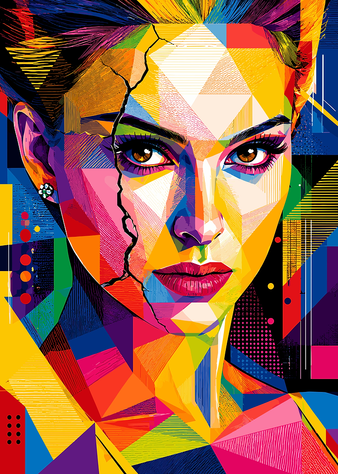 Colorful Geometric Portrait of Natalie Portman