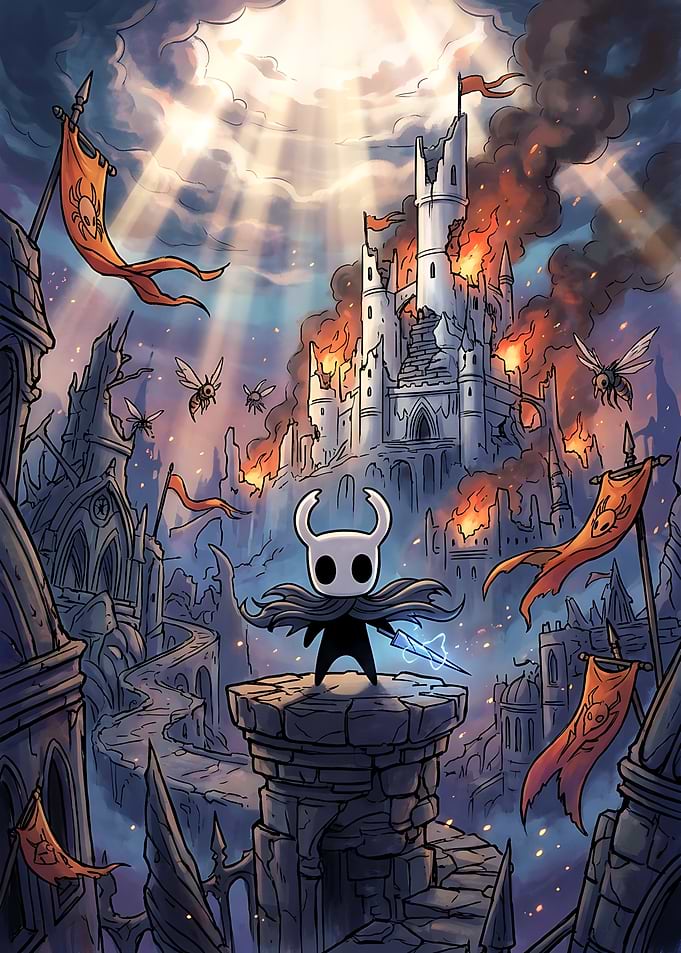 The Knight Standing Before Burning Hallownest