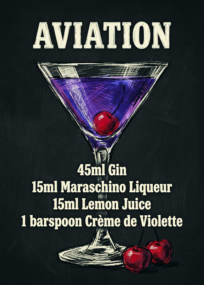 Aviation Cocktail Recipe Chalkboard Art