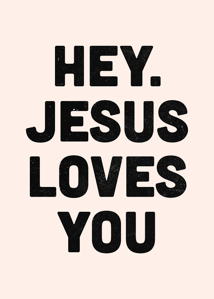 Hey Jesus Loves You Poster (Black/Beige)