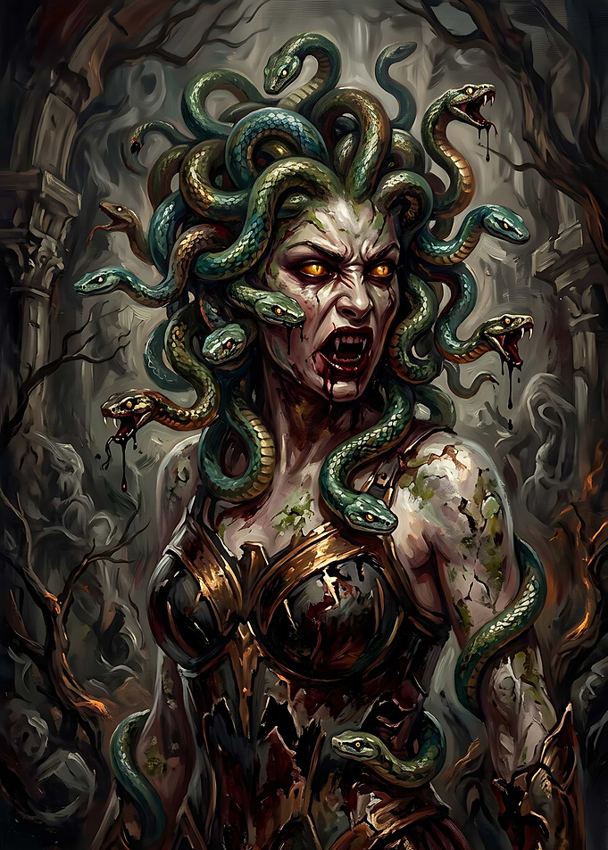Fierce Medusa Gorgon Fantasy Portrait