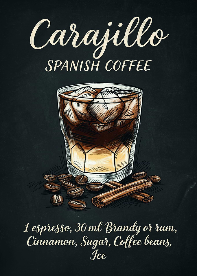 Carajillo Spanish Coffee Recipe Poster