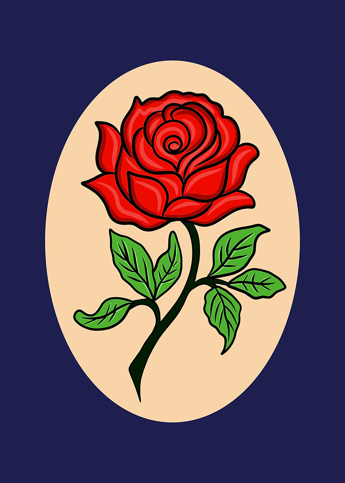 Traditional Style Red Rose Illustration