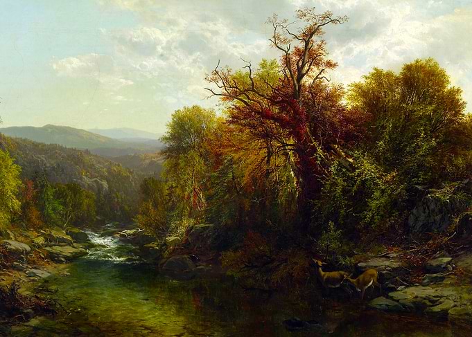 A Stream in the Adirondacks Painting by James McDougal Hart