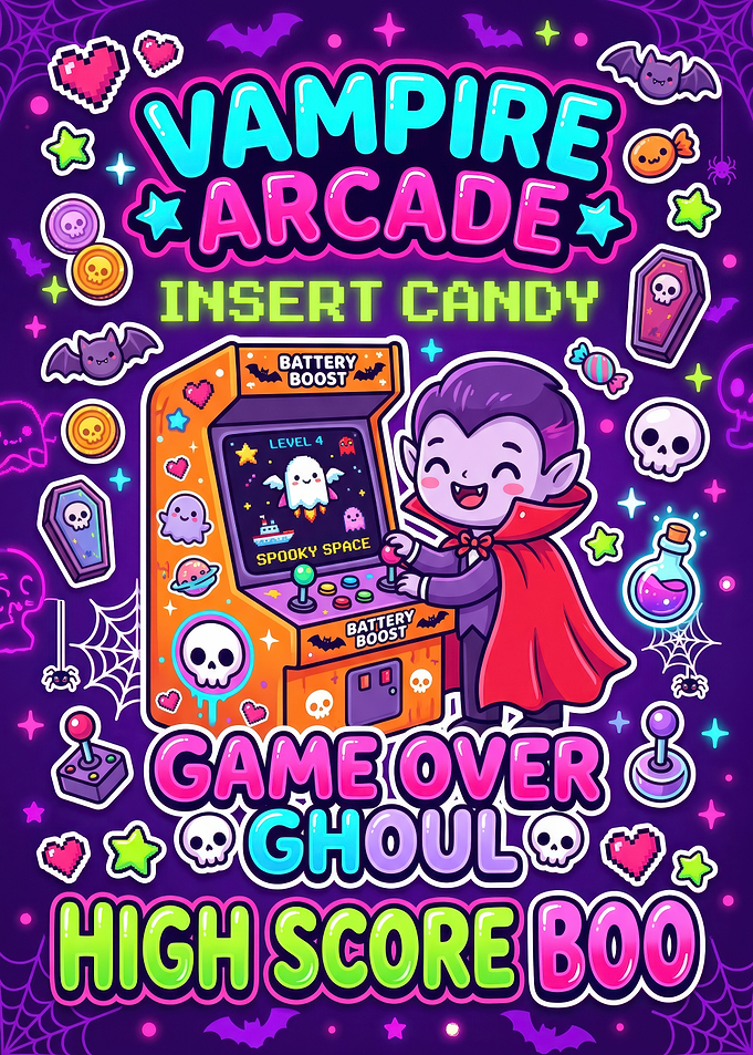 Vampire Arcade Cute Halloween Poster