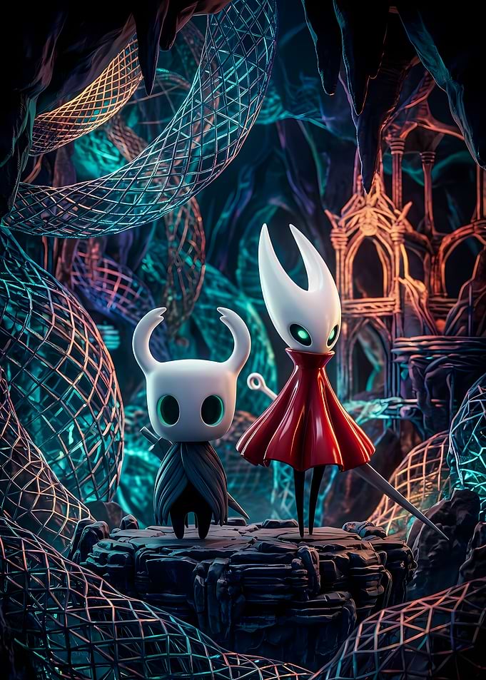 The Knight and Hornet Hollow Knight