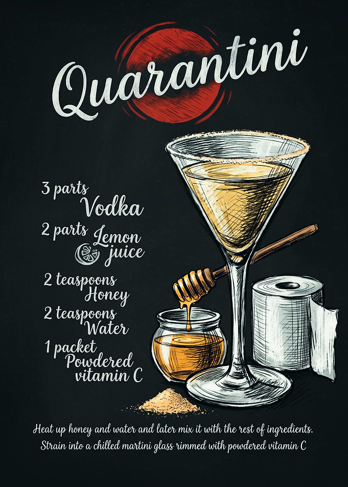 Quarantini Cocktail Recipe Chalkboard Art