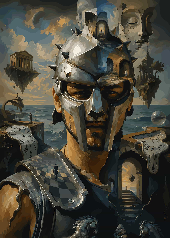 Surreal Gladiator Time Distortion Portrait