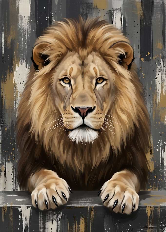 Majestic Lion Portrait Painting