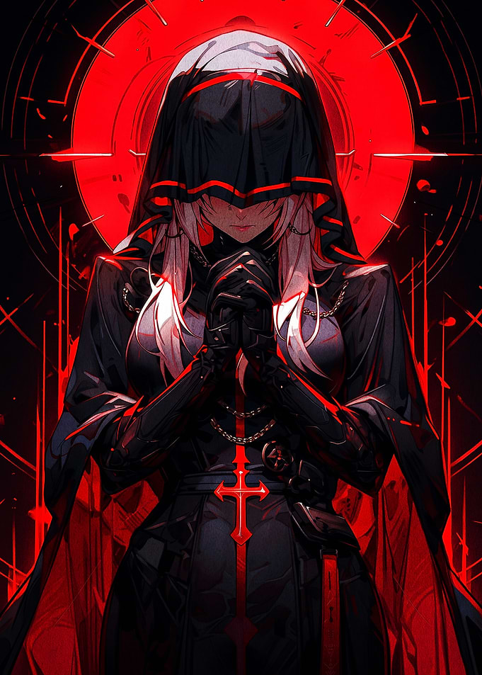Dark Gothic Nun Anime Character