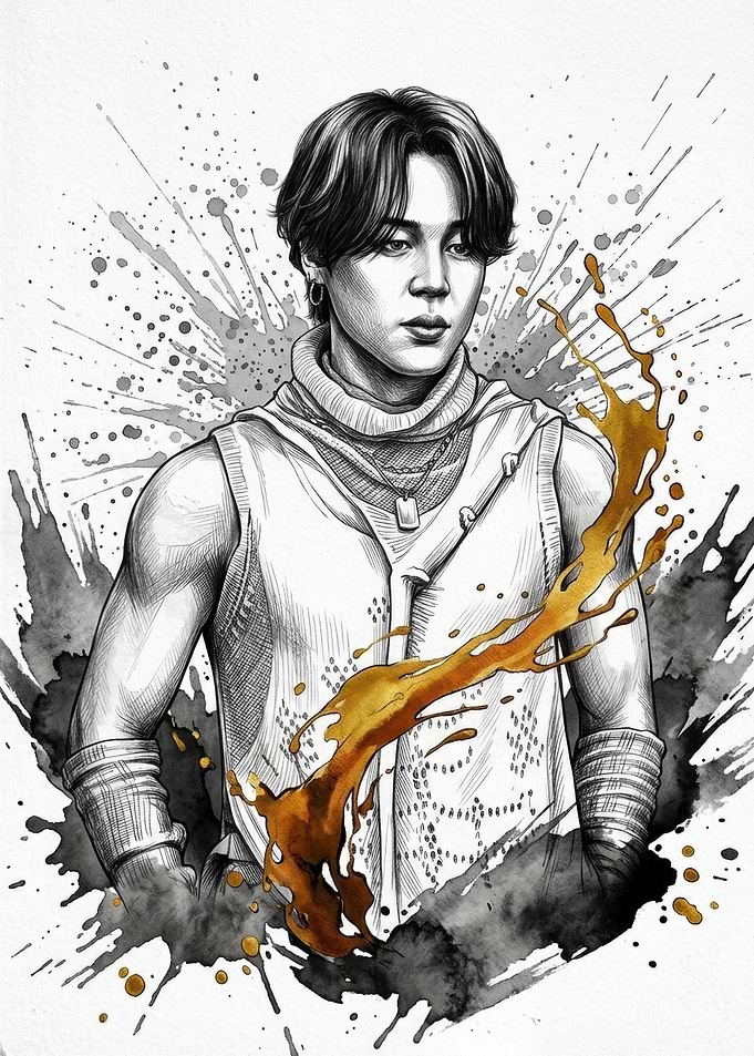 Jimin BTS Artistic Ink Portrait