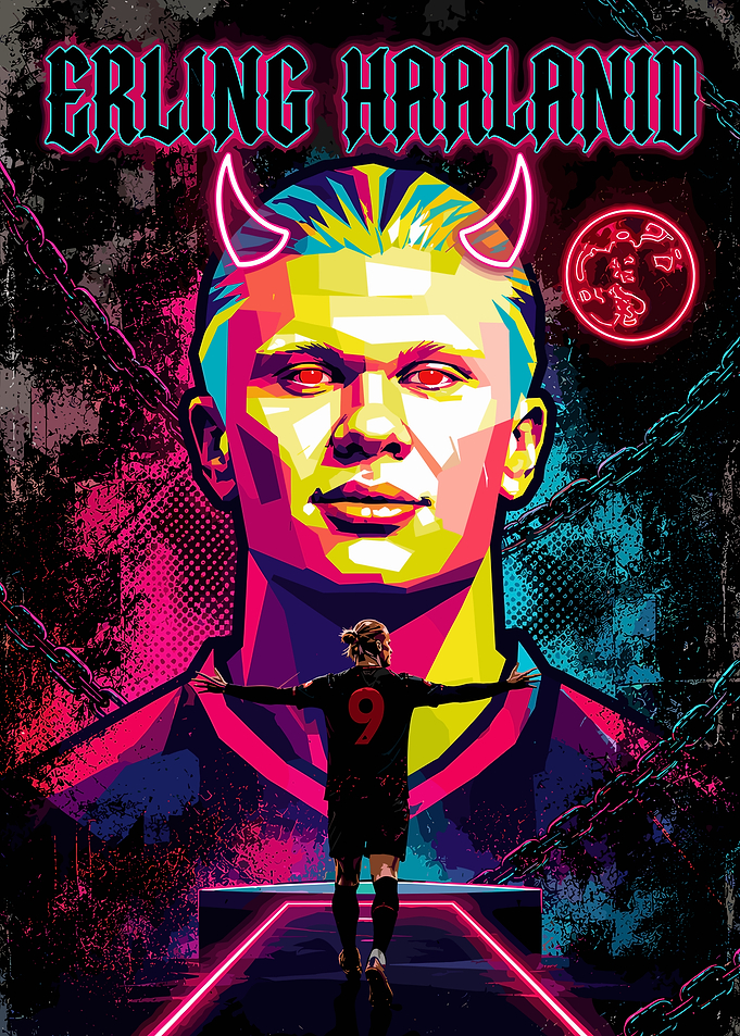 Erling Haaland Neon Pop Art Poster