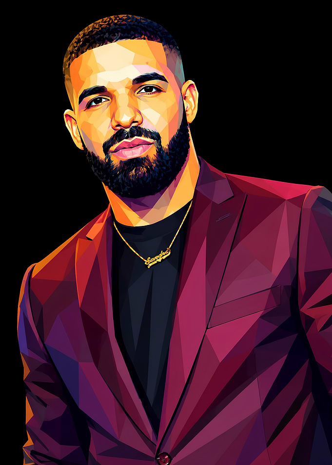 Low Poly Portrait of Drake