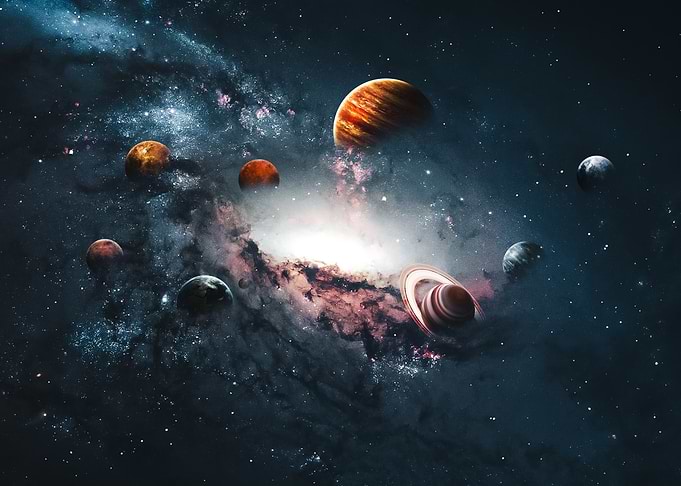 Planets Orbiting a Glowing Nebula