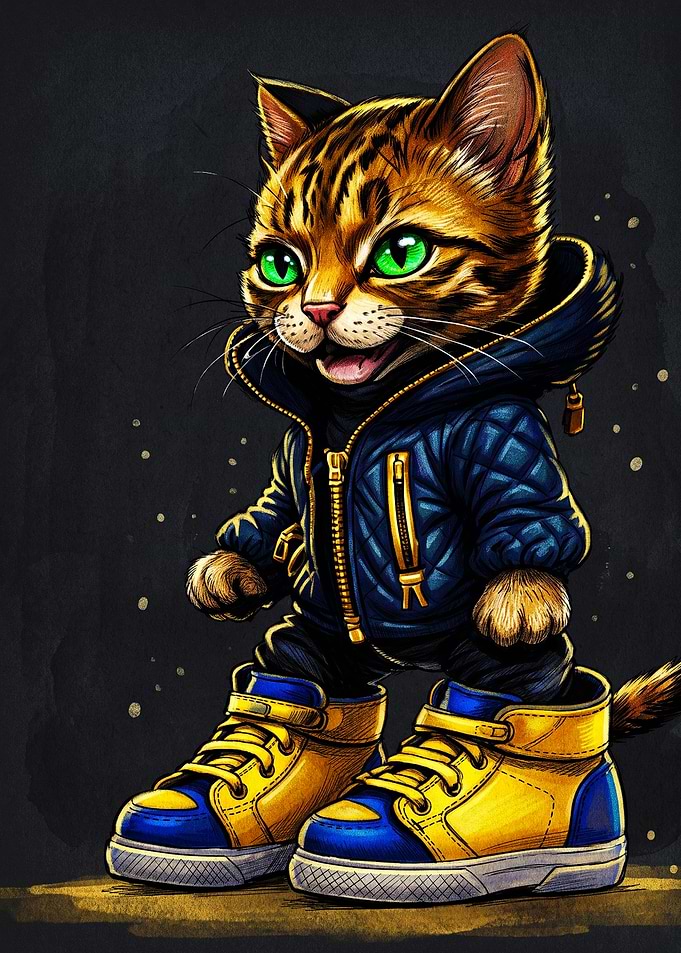 Cool Cat in Streetwear Outfit